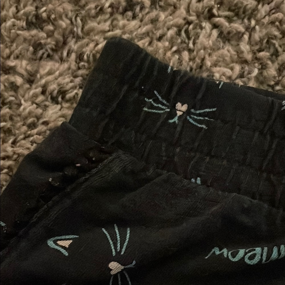 Justice Black Cat Print Kids Girls Shorts - Picture 4 of 7
